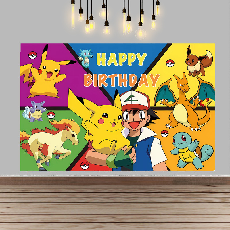 포켓몬 생일 파티 배경 장식 비닐 포스터 애니메이션 사 - Baby Products Poster 리뷰 및 가격
