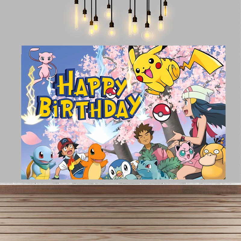 포켓몬 생일 파티 배경 장식 비닐 포스터 애니메이션 사 - Baby Products Poster 리뷰 및 가격