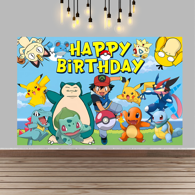 포켓몬 생일 파티 배경 장식 비닐 포스터 애니메이션 사 - Baby Products Poster 리뷰 및 가격