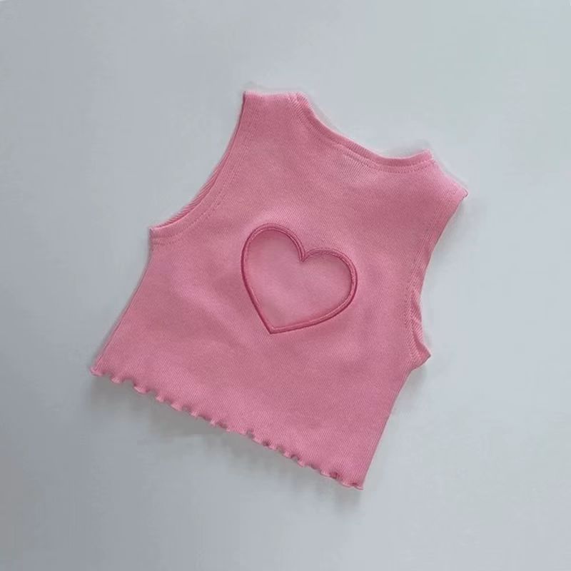 여아용 귀여운 할로우 하트 핑크 블루 조끼, 유아 패션 - Baby Products Korea 리뷰 및 가격