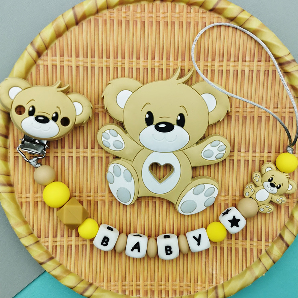 사용자 정의 영어 러시아어 실리콘 편지 이름 곰 실리콘 - Baby Pacifier Clip 리뷰 및 가격