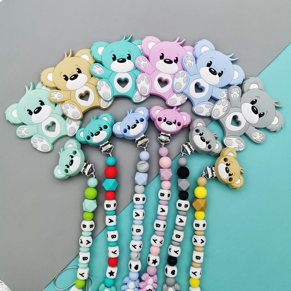 사용자 정의 영어 러시아어 실리콘 편지 이름 곰 실리콘 - Baby Pacifier Clip 리뷰 및 가격