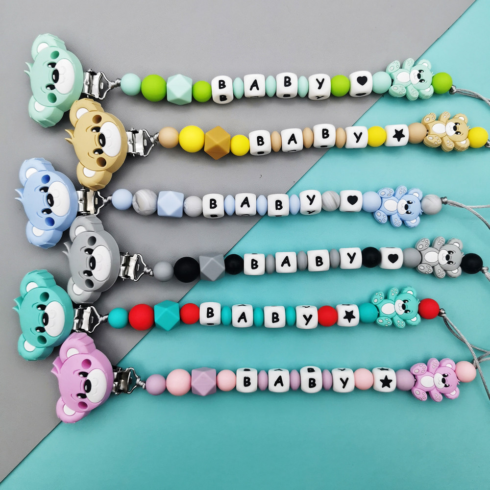 사용자 정의 영어 러시아어 실리콘 편지 이름 곰 실리콘 - Baby Pacifier Clip 리뷰 및 가격