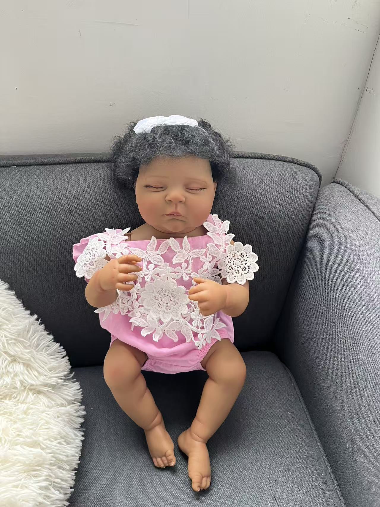 48CM 리본 피치즈 실리콘 베이비돌, 어두운 피부색과 - Baby Products For Curly Hair 리뷰 및 가격