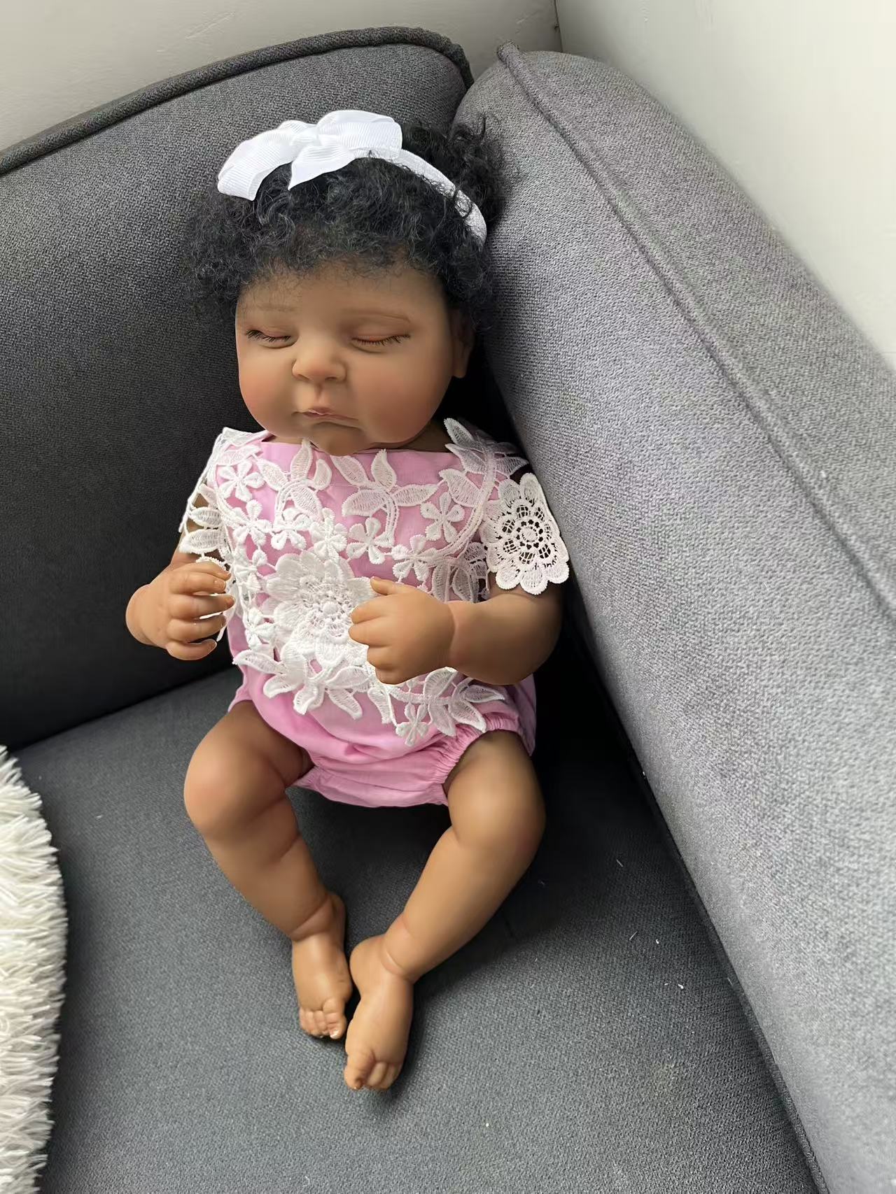 48CM 리본 피치즈 실리콘 베이비돌, 어두운 피부색과 - Baby Products For Curly Hair 리뷰 및 가격